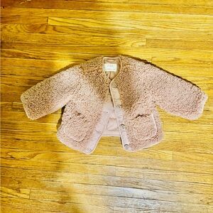 Zara Kids Blush Pink Fleece Puffer Coat